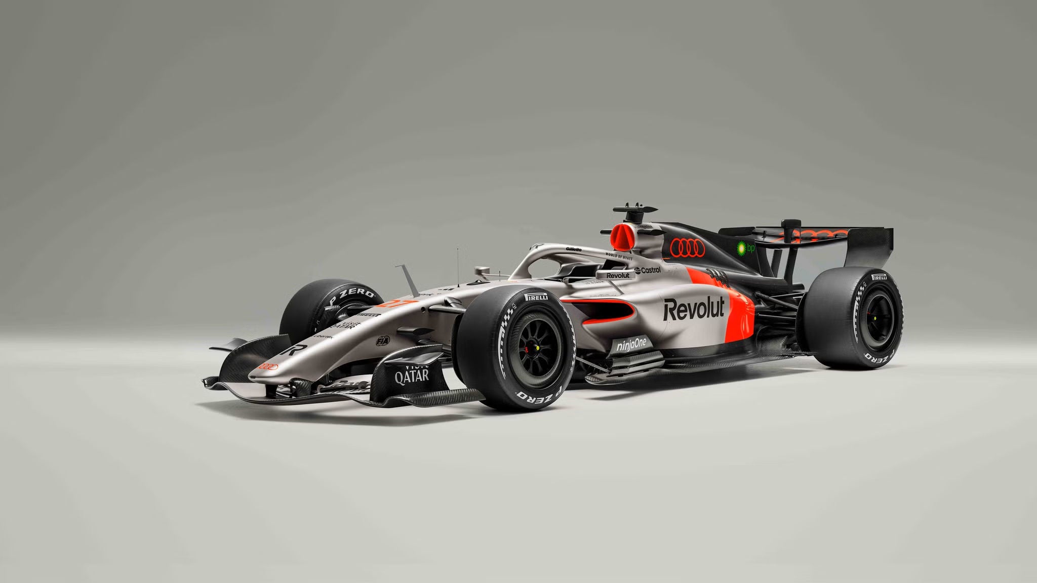 Side profile view of an Audi Q7 driving.