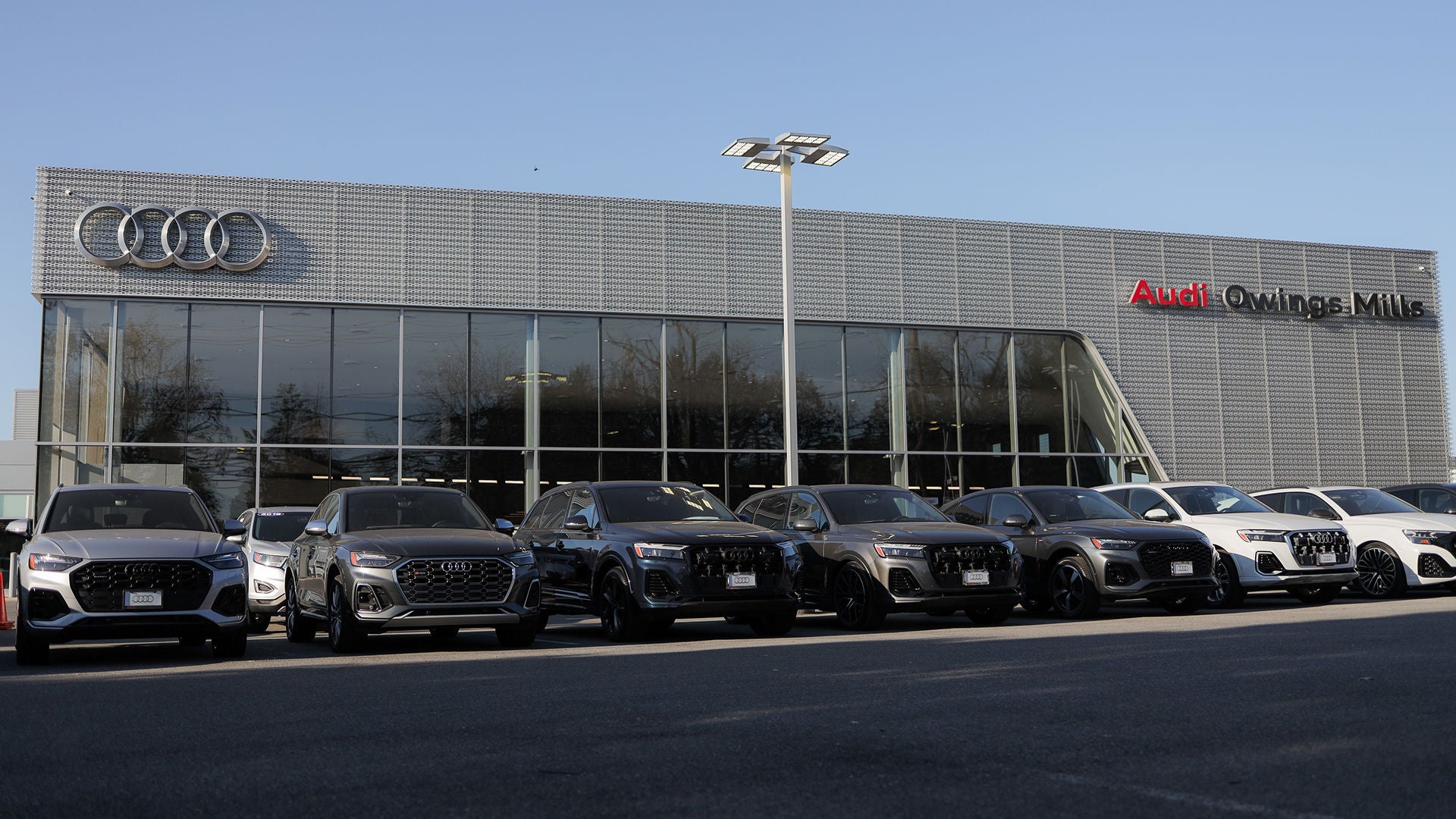 Exterior view of the Audi Owings Mills dealership.