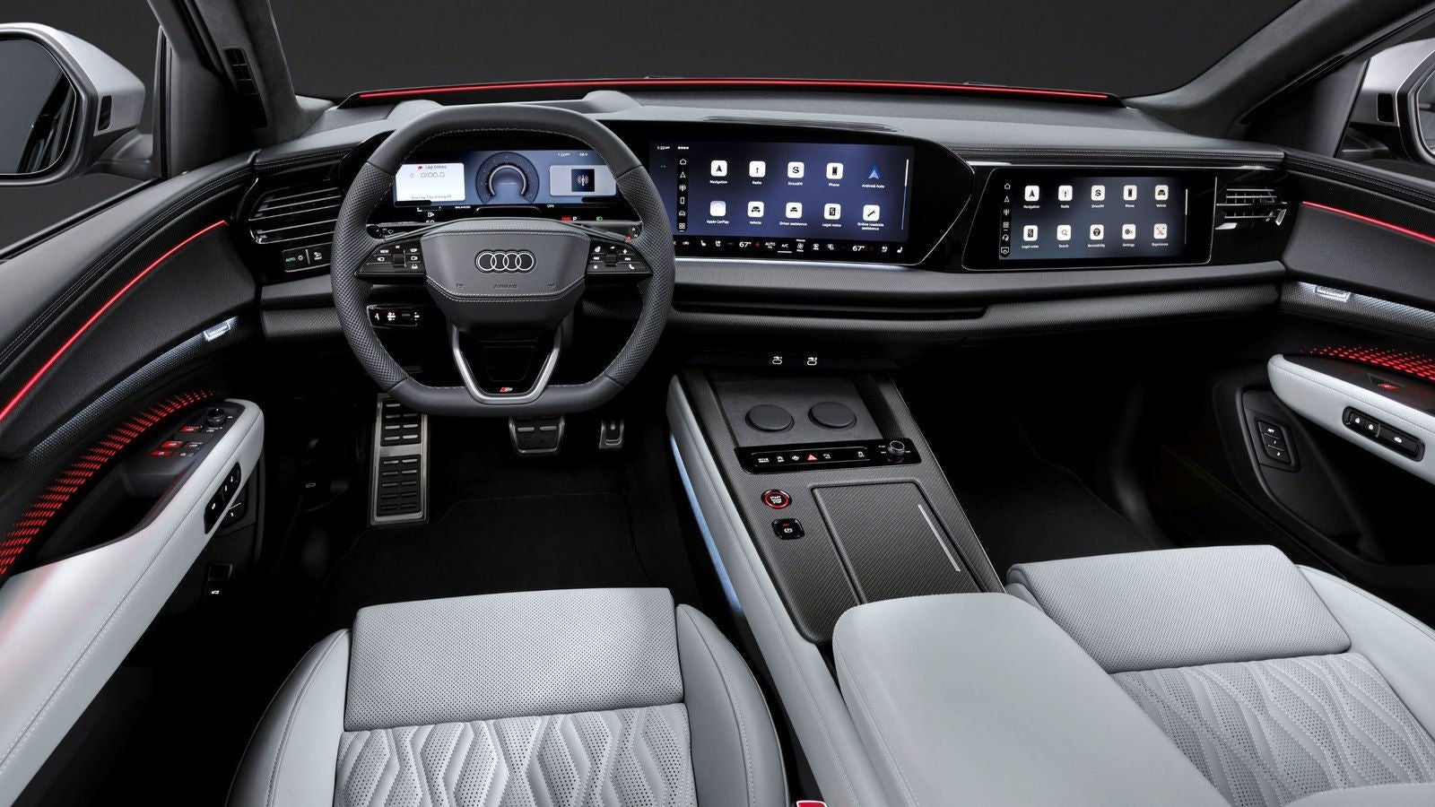 Interior cockpit and digital displays of the 2027 Audi Q9.
