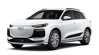 Vue de trois quarts avant de l'Audi Q6 e-tron.