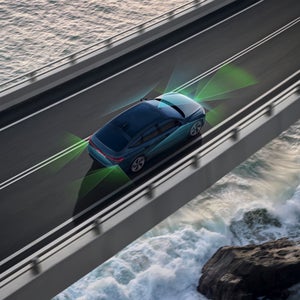 Demonstration of the adaptive cruise assist feature on the Audi S6 e-tron.