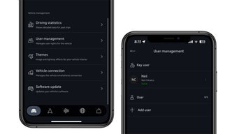 Close-up on the user management section of the myAudi app.