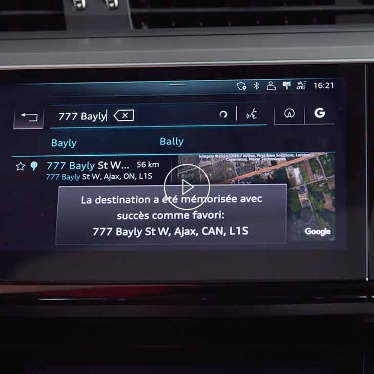 Gros plan de la fenêtre des favoris dans l’interface multimédia Audi.