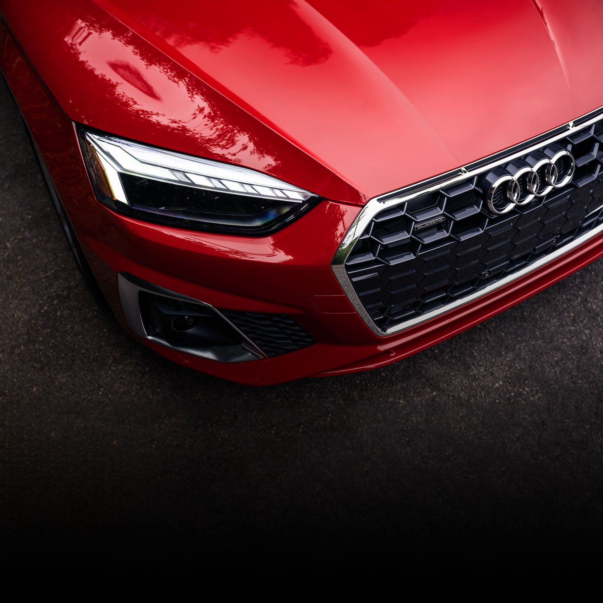 The Singleframe grille of an Audi A5 vehicle.