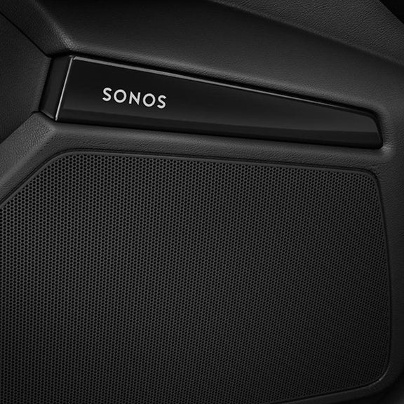 Close-up of the SONOS speakers in the Audi RS 3.