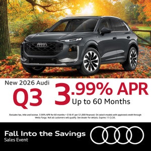 Get a new 2026 Audi A5 with 3.99% APR up to 60 months or $2,500 Customer Bonus