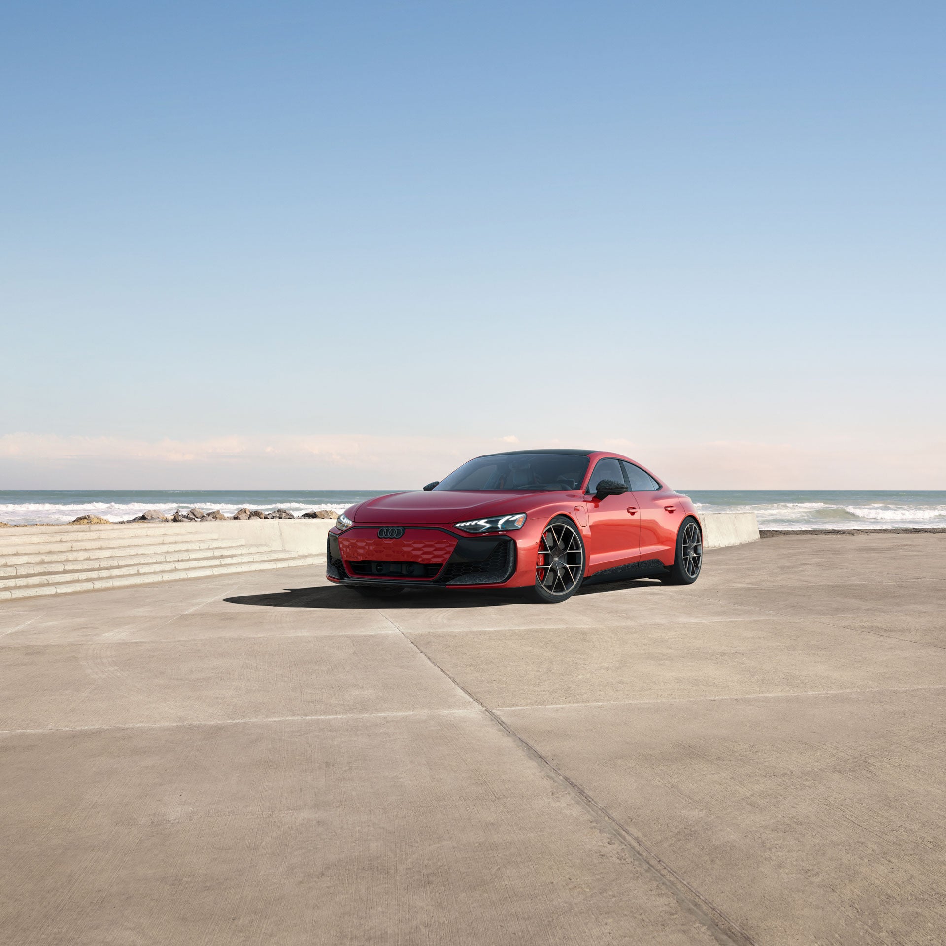 Three-quarter front view of the Audi RS e-tron GT.