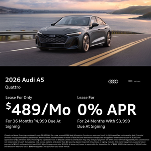 Front view of Audi A5 driving.