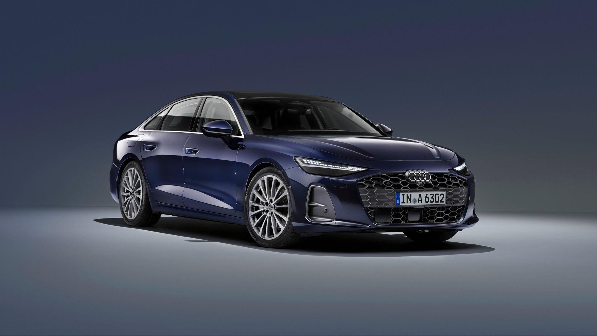 Image of the exterior of an all-new 2026 Audi A6 in a studio