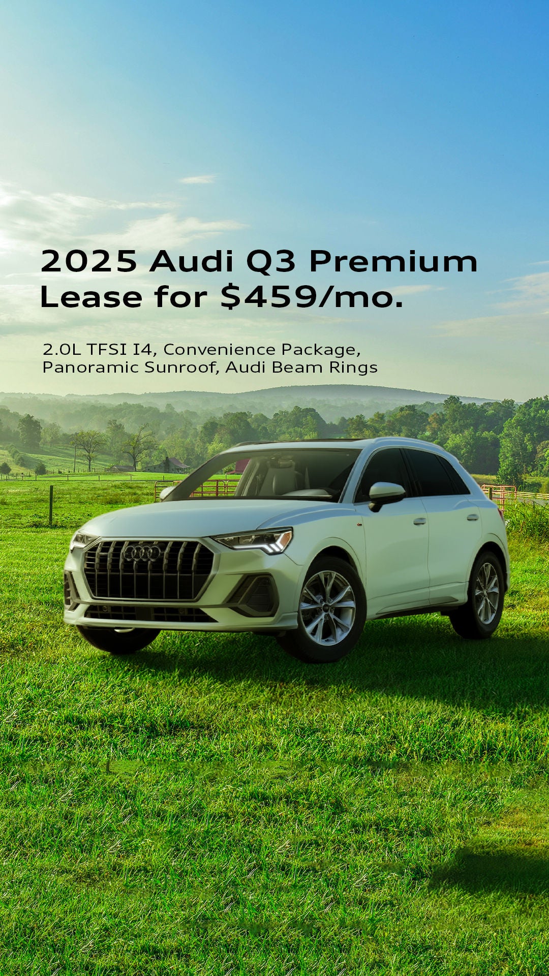 Audi Q3 driving through mountain road in Maine
