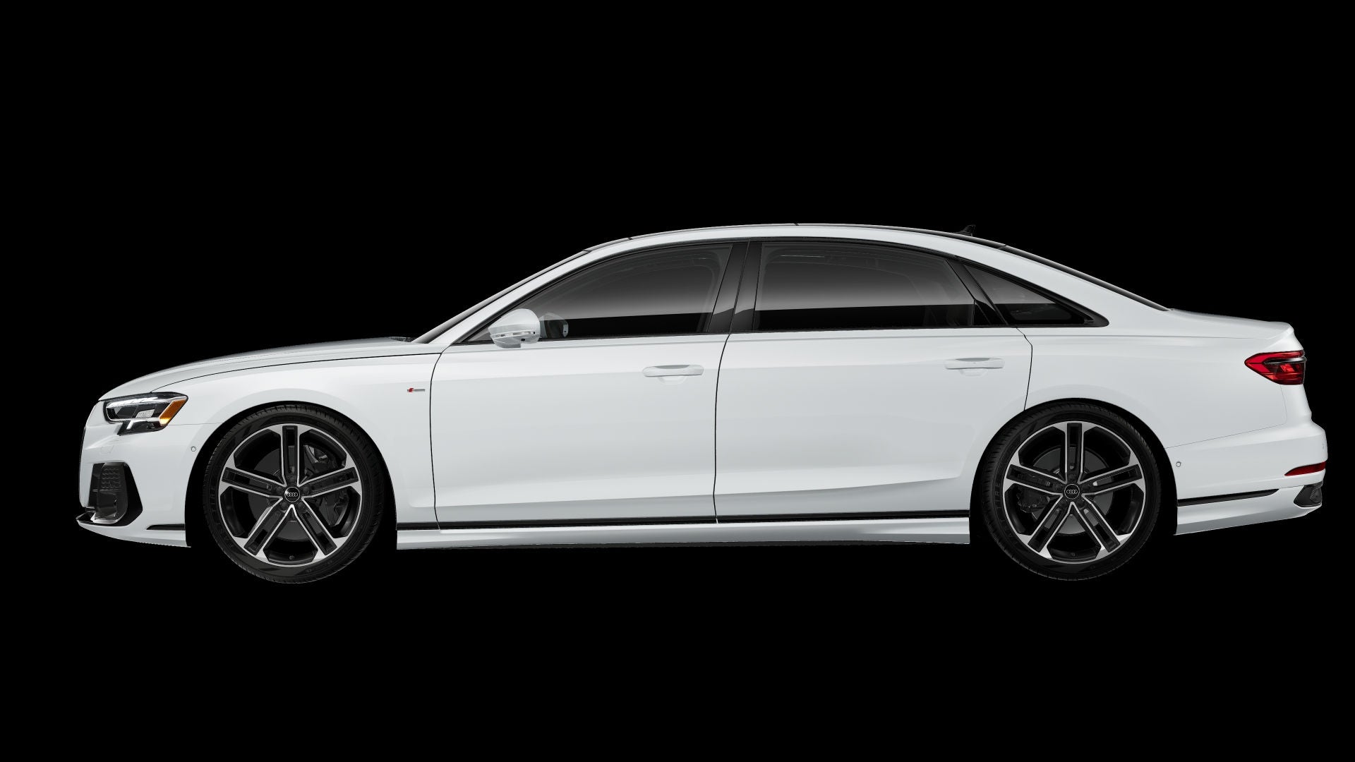 Side view of an Audi A8 sedan model.