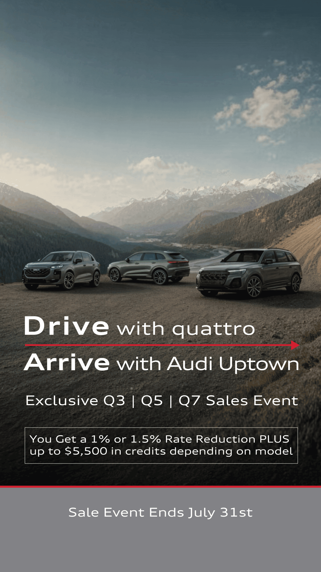 Audi Q3, Q5 and Q7 with Drive quattro Sale Event and Offer