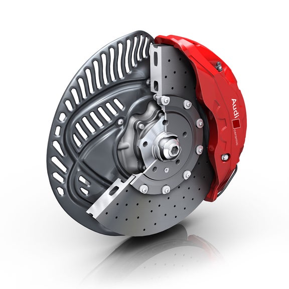 Illustration of the ceramic brakes in the RS e-tron GT. 