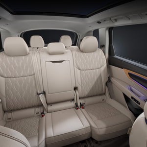 Interior view of the Audi Q7, showing the rear seating.