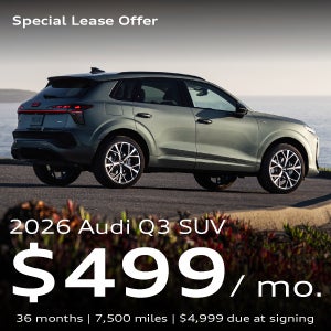 An Audi Q3 parked near water.