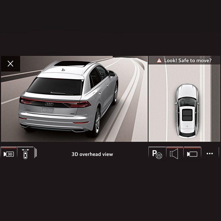 Gros plan de la caméra de vue en plan de l’Audi e-tron.