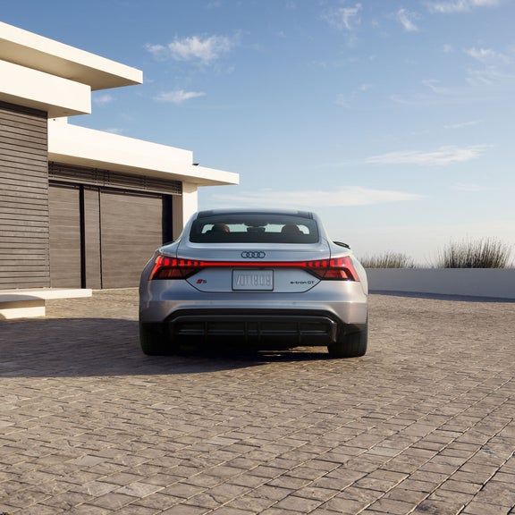 Rear view of the Audi S e-tron GT.