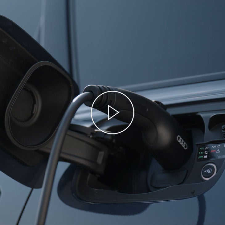 Close up on the charging port of the Audi Q6 e-tron.