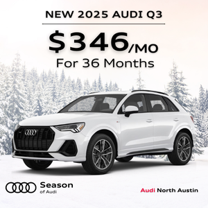 Back view of an Audi Q3 parked.