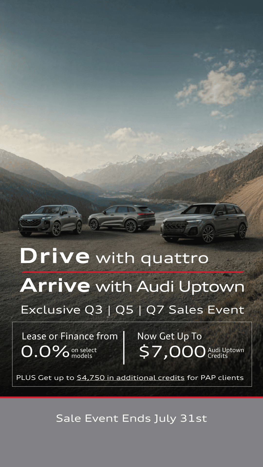 Audi Q3, Q5 and Q7 with Drive quattro Sale Event and Offer