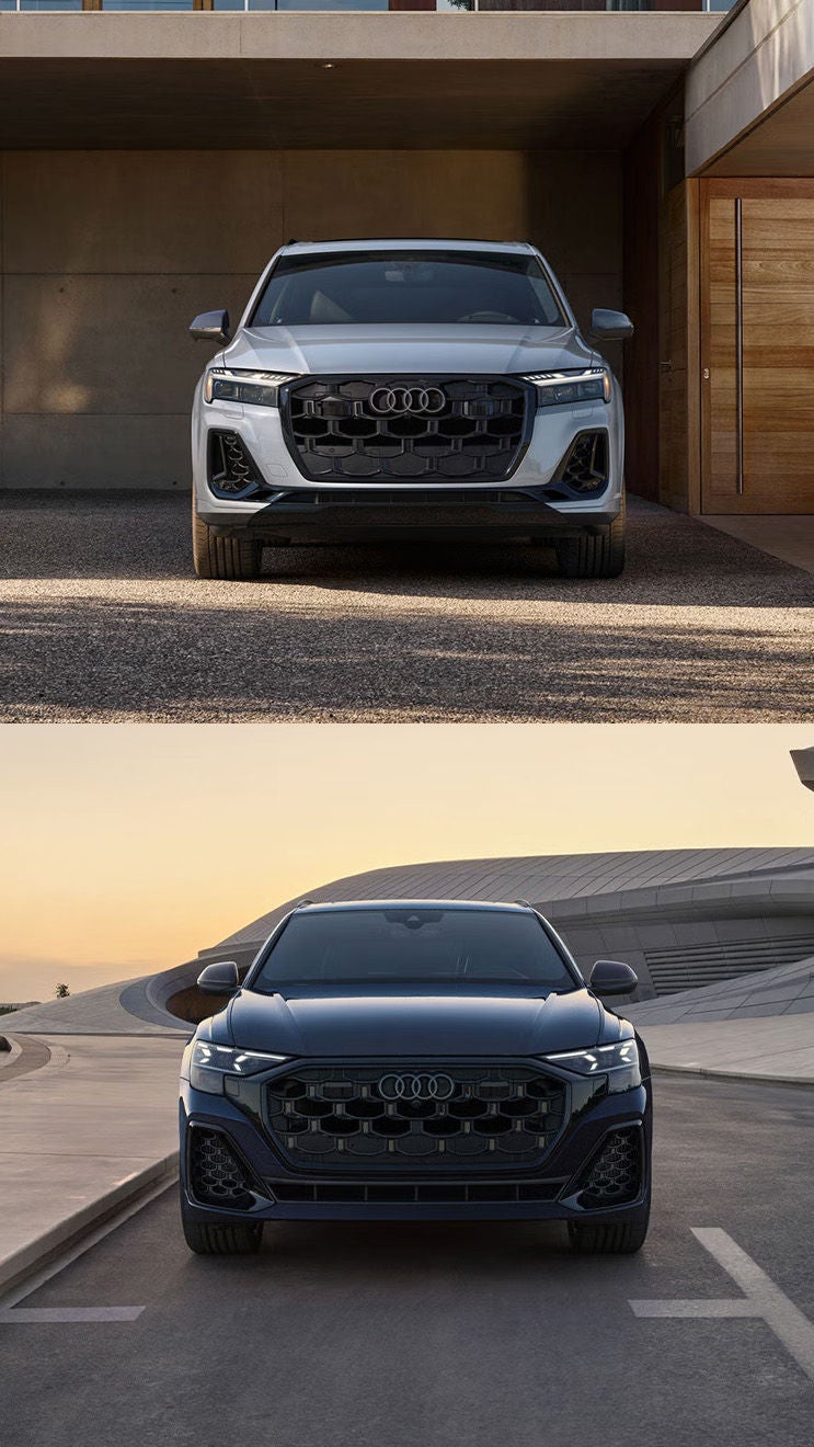 Left: Front view of the Audi Q7, Right: Front view of the Audi Q8