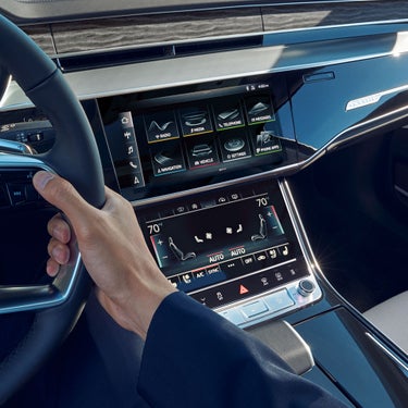 View of the Audi MMI screen in the Audi A8.