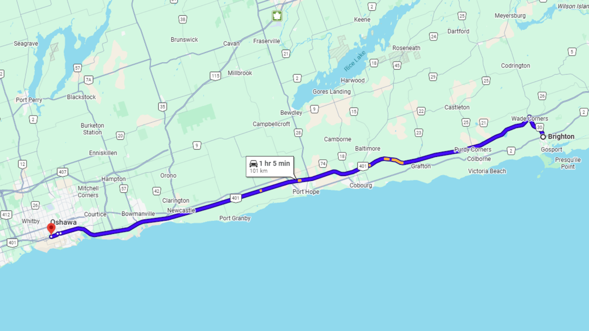 map from brighton to audi durham