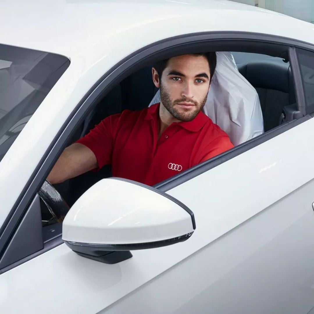 Audi employee driving car