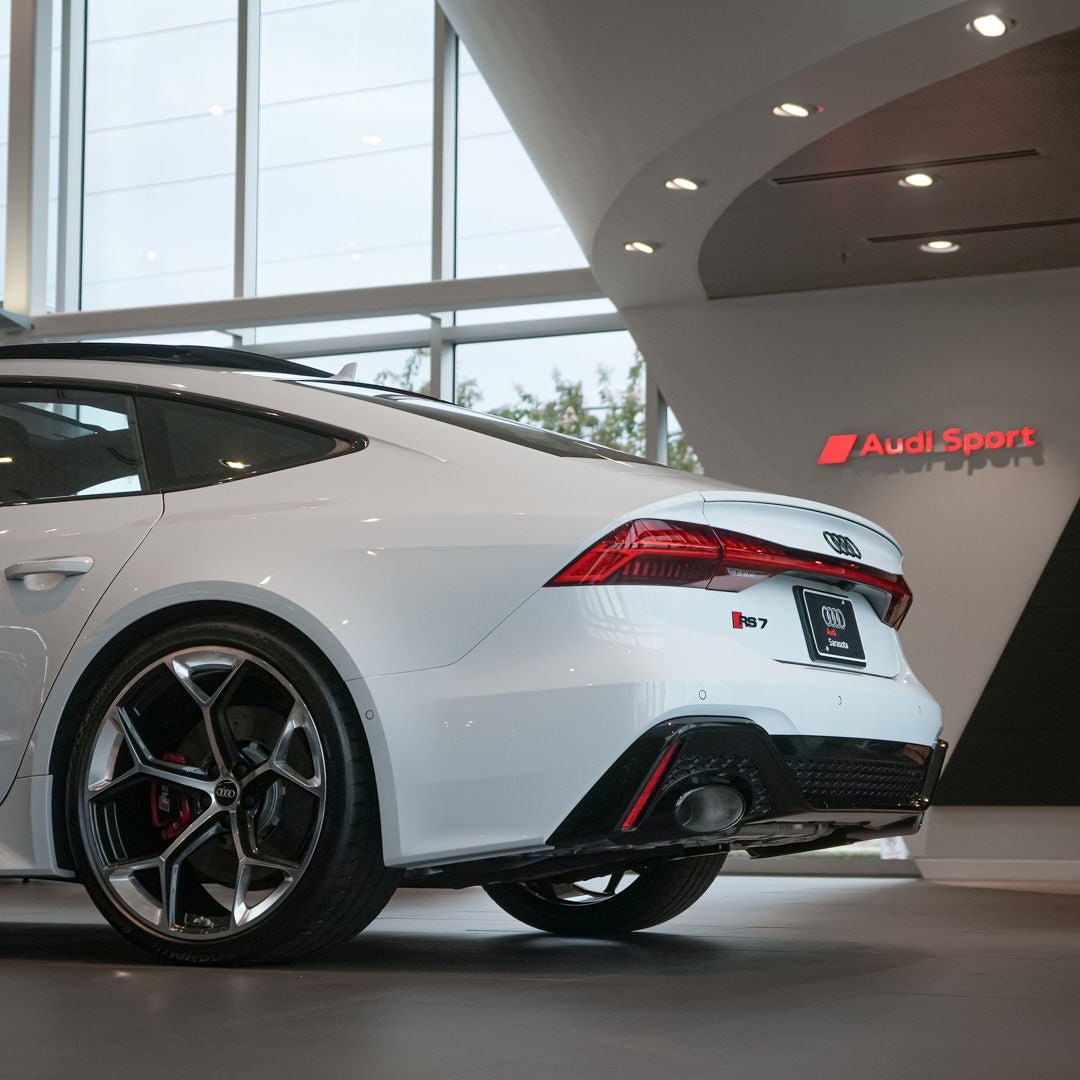 Back view of vehicle in Audi Sarasota. 