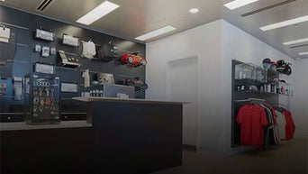 Interior of an accessory store with shelves of products