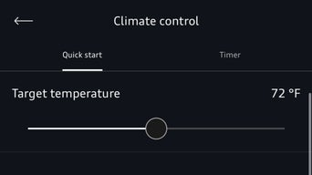Close-up of an Audi owner adjusting the climatization of her Audi via the myAudi app.