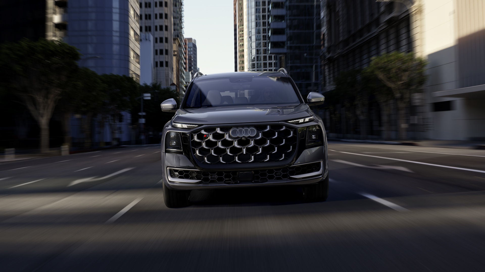 2027 Audi SQ9 driving along a city street