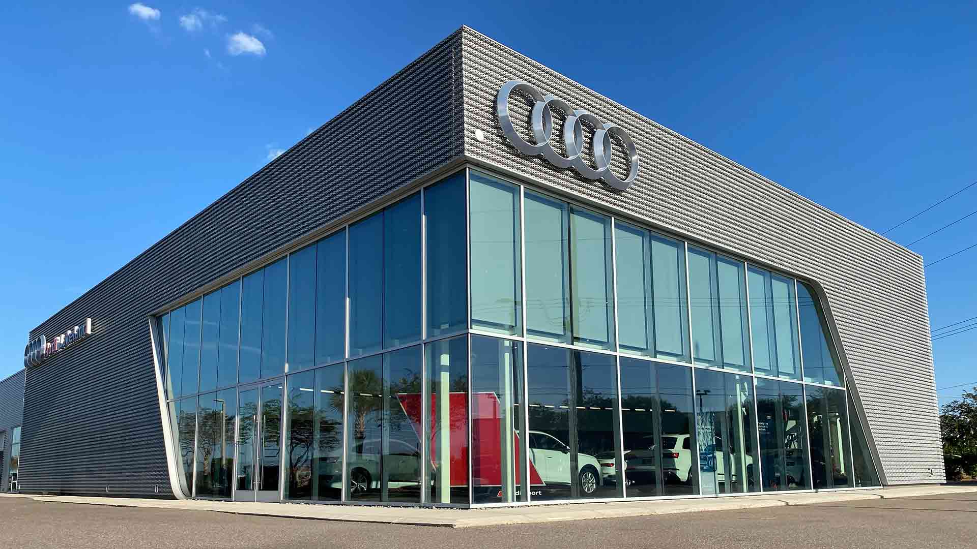 Front view of the Audi Lakeland dealership.