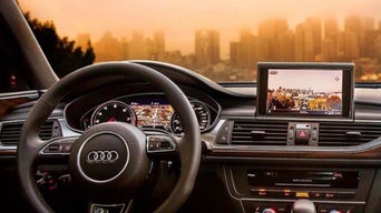 Interior of an Audi vehicle.