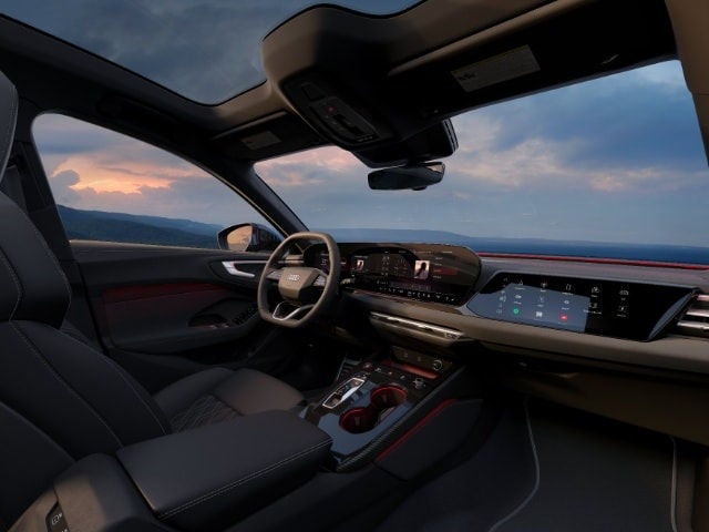 Audi S5 interior view of dashboard and steering wheel