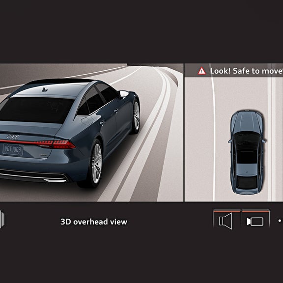 Close-up of the top view camera in the Audi A6 allroad.