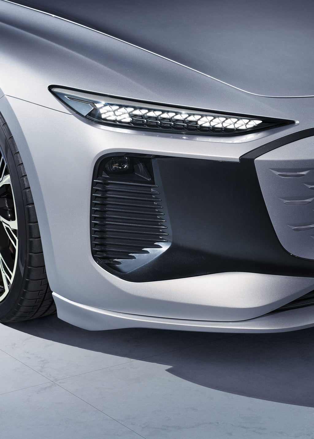 Close-up of the concept car’s air curtain intakes.