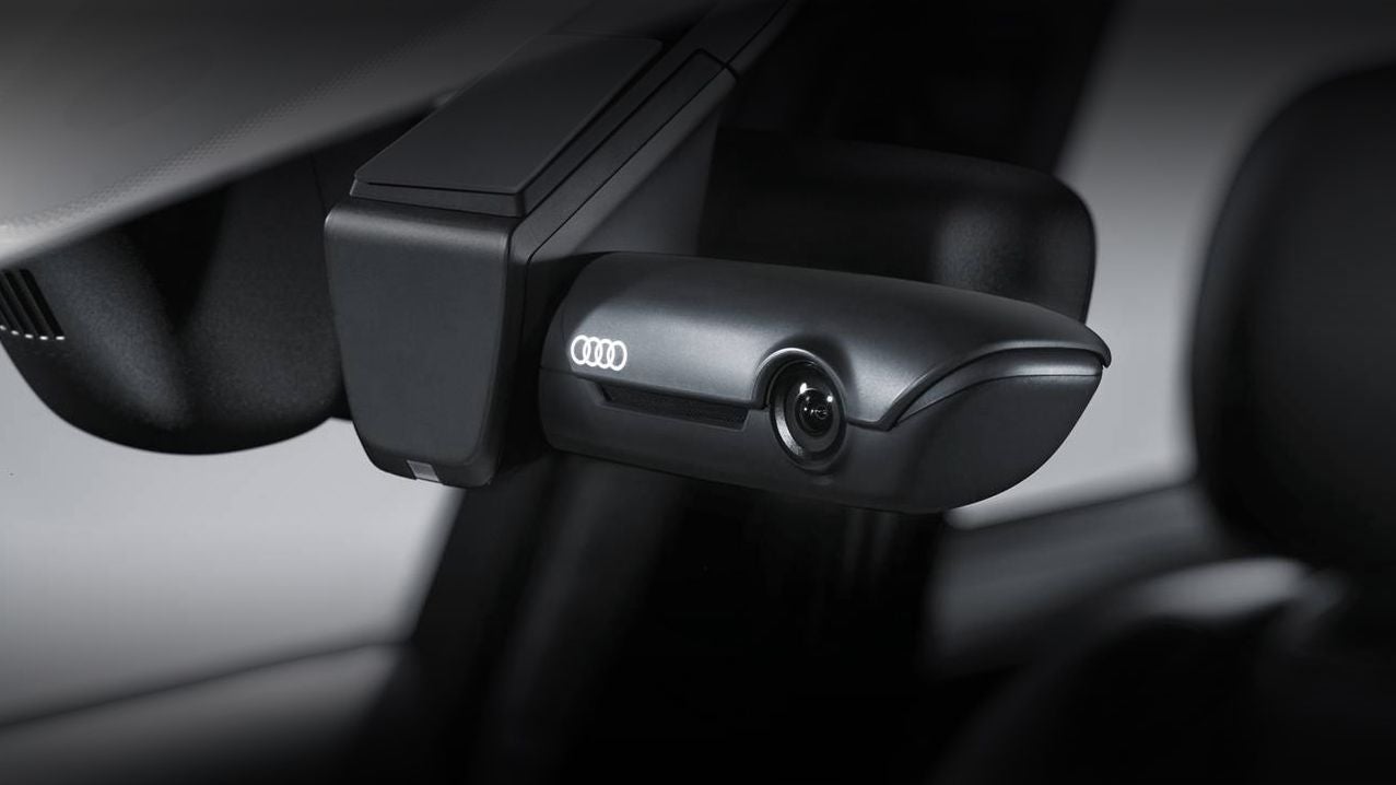 Close-up on the interior camera in an Audi vehicle.