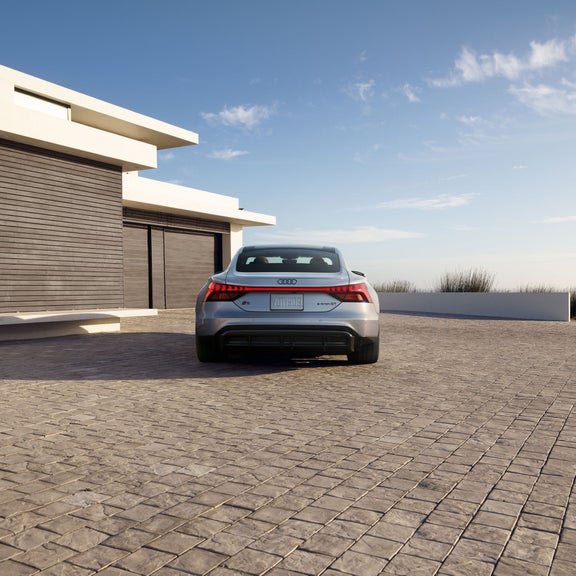 Rear profile of the Audi S e-tron GT.