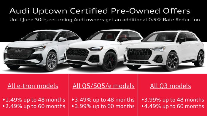 Certified Pre Owned Audi e-tron, Q5 and Q3