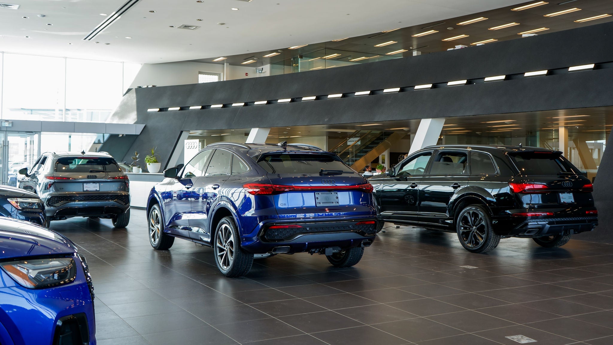 Three quarter view of an Audi Q5 parked.