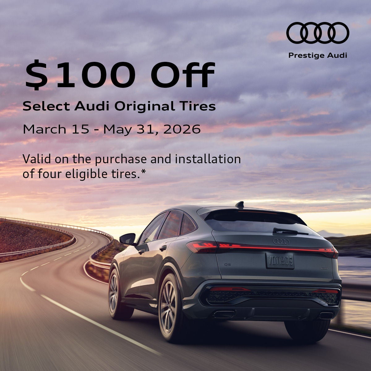$100 Off Select Audi Original Tires