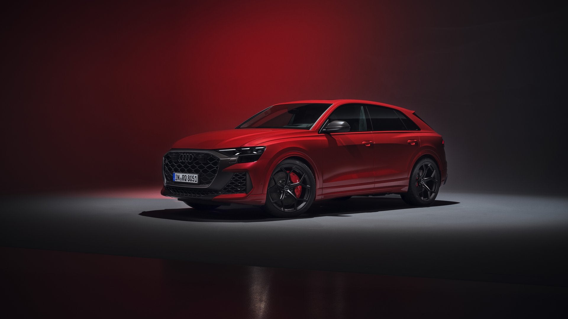 2026 Audi RS Q8 front studio shot.