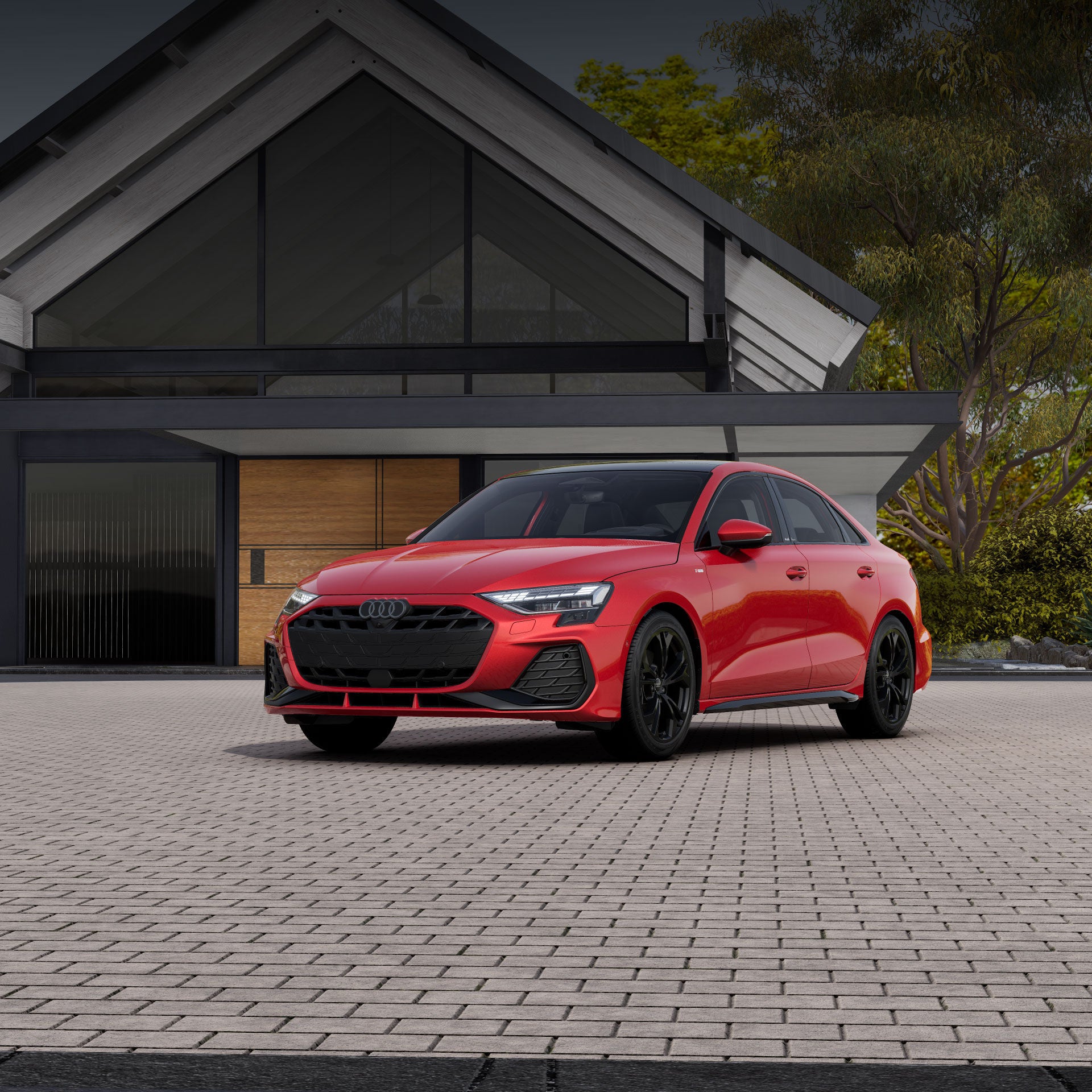 Three-quarter front view of the Audi A3.