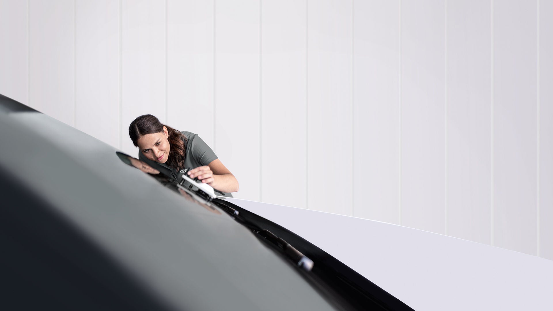 Audi technician completing inspection