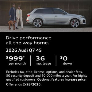 Drive performance all the way home. 2026 Audi Q7 45