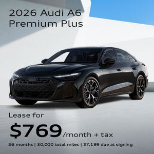 Side angled profile of 2026 Audi A6 Premium Plus