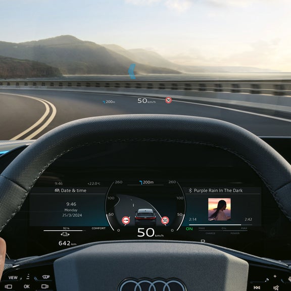 Demonstration of the Traffic Sign Recognition technology in the Audi A6 Sedan. 