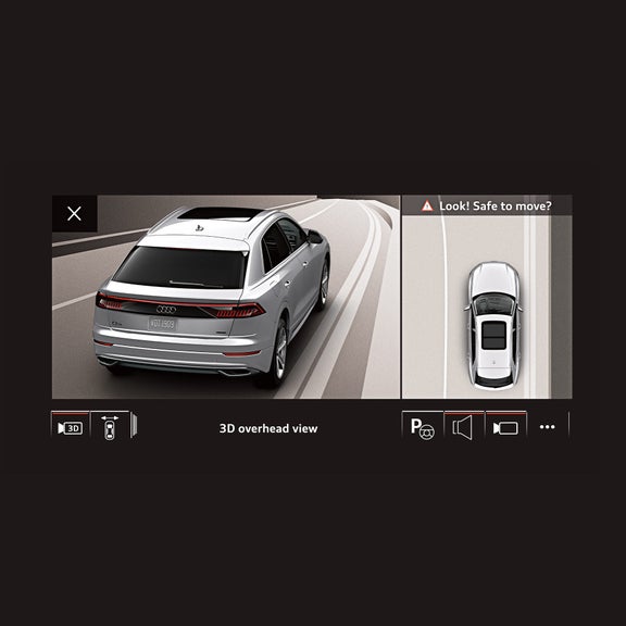 Close-up of the top view camera in the Audi SQ8.