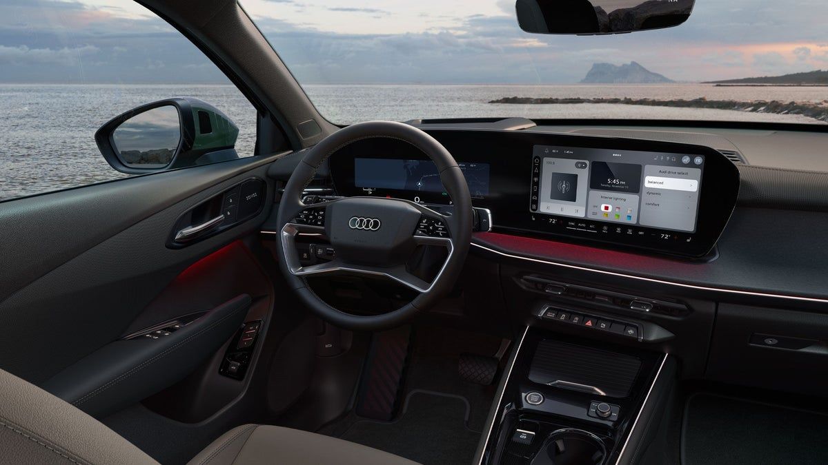 2026 Audi Q3 interior showing the Digital Stage curved display panel